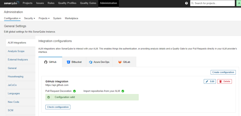 sonarQube is integrated with github successfully 